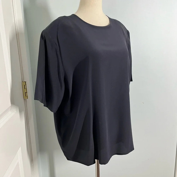 Laura & Jayme two black vintage 100% silk blouse size 1X - Picture 8 of 11